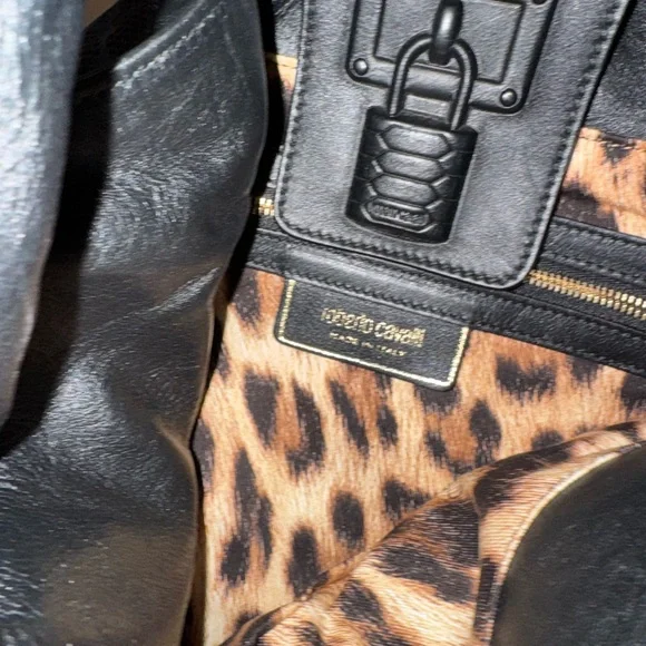 Roberto Cavalli Black Laser Cut Zebra Print Hobo Bag - Picture 5 of 8